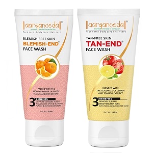 aryanveda blemishend face wash 60ml and tanend tan removal face wash 60ml