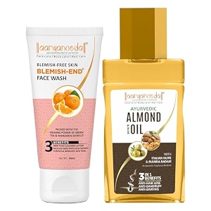 aryanveda blemishend face wash 60ml and almond amp olive hair oil for all hair type 200ml