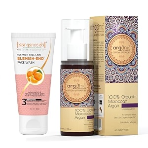 aryanveda blemishend face wash 60ml and arganic organic moroccan argan hair shampoo all hair type 100ml