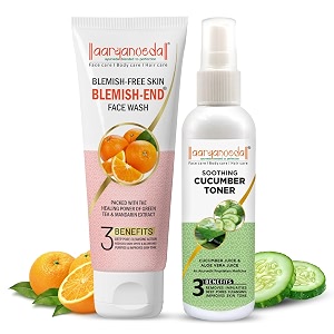 aryanveda cucumber toner 100ml amp blemished face wash 100ml combo  refreshing toner amp deep cleansing face wash for clear glowing skin  suitable for all skin types
