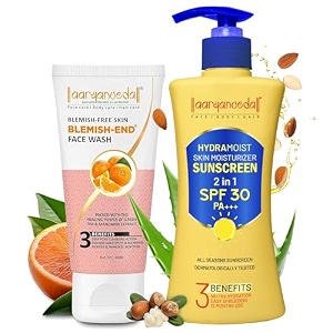 aryanveda blemishend face wash 60ml and hydra moist face and body moisturizer spf-15 200ml