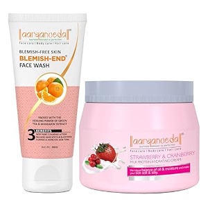aryanveda blemishend face wash 60ml and strawberry amp cranberry milk protein cream for face amp body 400gm