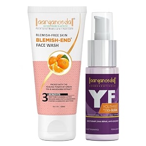 aryanveda blemishend face wash 60ml and youthfeel anti aging serum for face - gene therapy  anti-glycation 60ml
