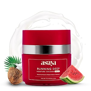 asaya moisture cocoon creme  lightweight moisturizing cream  niacinamide watermelon amp coconut water extract  soothes firms amp adds glow  non-sticky  for dry to normal skin types  50 gm