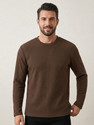 ASAYATIFAB Self Design Men Round Neck Brown