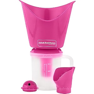 asbob 3 in 1 steamer for cold and cough vaporizer steamer for coughcold and facial steam inhaler amp vapourisers for adults - pink