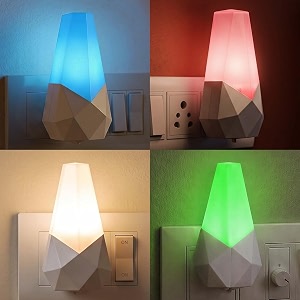 ascension pack of 4 diamond shape led night lamp with switch plug-in wall night light warm soft glow decorative light for bedroom hallway kids room kids birthday party return gifts item random color