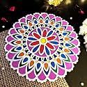 Ascension Portable Rangoli Stencils (11.5inches) for Diwali Décor Home Decoration DIY Craft Reusable Templates for Floor Table Just Fill with Rangoli Atta Rangoli Mats for Decoration (Design 3)
