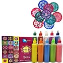 Ascension Rangoli kit 10 Multicolour Glitter Rangoli Bottles Powder 80g Each with 10 Multi Design Stencils 8X8 Rangoli Ceramic Rangoli Powder Colors Making Kit for Floor Diwali Navratri Pongal