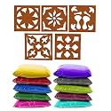 Ascension ® Rangoli Kit Creativity Diwali Floor Decoration Wooden Rangoli Stencil Art Premium Diwali 10 Rangoli Powder Pack 80g Each for Navratri Pongal Pooja Mandir (Multicolours)