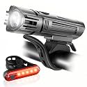 Ascher Ultra Bright USB Rechargeable Bike Light Set, Powerful Bicycle Front Headlight and Back Taillight, 4 Light Modes, Easy to Install for Men Women Kids Road Mountain Cycling