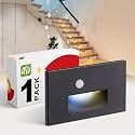 ASD LED Recessed Step Light Fixture, Outdoor &amp; Indoor Stair Tread Lighting | 3CCT, Motion Sensor, Waterproof, ETL Listed | 3W 120LM 3000K-5000K 120V | Staircase Hardwired Illumination | Black