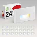 ASD LED Recessed Step Light Fixture, Outdoor &amp; Indoor Stair Tread Lighting | 3CCT, Dimmable, Waterproof, ETL Listed | 3W 120LM 3000K-5000K 120V | Staircase Hardwired Illumination | White, 24 Pack
