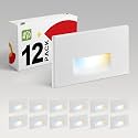 ASD LED Recessed Step Light Fixture, Dusk To Dawn Outdoor Stair Tread Lighting | 3CCT, Photocell, Waterproof, ETL Listed | 3W 120LM 3000K-5000K 120V | Staircase Hardwired Illumination | White, 12 Pack
