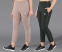 ASDF Solid Women Beige, Green Track Pants
