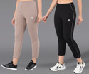 ASDF Solid Women Black, Beige Track Pants