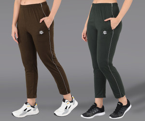asdf solid women brown green track pants