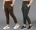 ASDF Solid Women Brown, Green Track Pants