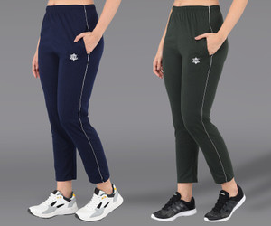 asdf solid women dark blue green track pants
