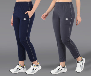 asdf solid women dark blue grey track pants