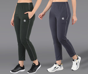 asdf solid women dark green grey track pants