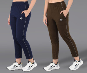 asdf solid women dark blue brown track pants