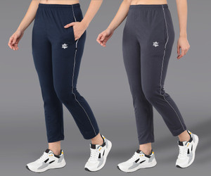 asdf solid women dark blue grey track pants