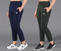 ASDF Solid Women Dark Blue, Green Track Pants