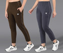 ASDF Solid Women Brown, Grey Track Pants