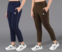 ASDF Solid Women Dark Blue, Brown Track Pants
