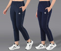 ASDF Solid Women Dark Blue Track Pants