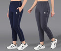 ASDF Solid Women Dark Blue, Grey Track Pants