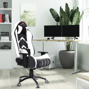 ase gaming gold series ergonomic gaming chair with head  lumbar pillow gaming chair white black