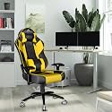 ASE GAMING Modern Series Ergonomic Gaming Chair Premium PU Leather, Adjustable Neck & Lumbar Pillow, 180 Degree Recline with Black Metal Base (Yellow)
