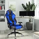 ASE GAMING Modern Series Ergonomic Gaming Chair Premium PU Leather, Adjustable Neck &amp; Lumbar Pillow, 180 Degree Recline with Black Metal Base (Blue)
