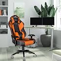 ASE GAMING Modern Series Ergonomic Gaming Chair Premium PU Leather, Adjustable Neck &amp; Lumbar Pillow, 180 Degree Recline with Black Metal Base (Orange)