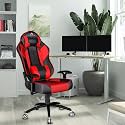 ASE GAMING Modern Series Ergonomic Gaming Chair Premium PU Leather, Adjustable Neck &amp; Lumbar Pillow, 180 Degree Recline with Black Metal Base (Red)