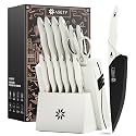 ASETY Kitchen Knife Set with Block 15 PCS, Dishwasher Safe Kitchen Knives