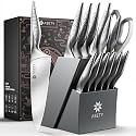 ASETY Knife Block Set, 15 PCS Knives Set for Kitchen, Stainless Steel