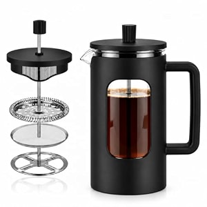 ash amp roh 600ml french press coffee maker stainless steel coffee plunger with glass carafe manual coffee maker for home office tea amp coffee brewing