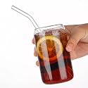 Drinking Glasses with Glass Straw 1Pcs Set, 500ml Clear Can Shaped Glass Cups, Beer Glasses, Iced Coffee, Cocktail, Whiskey, Unique Cute (Beer CAN-1)