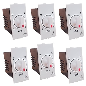 ashirwad switch modular 4 step fan regulator pack of 6 white