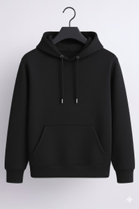 ashkart solid hooded neck casual men black sweater