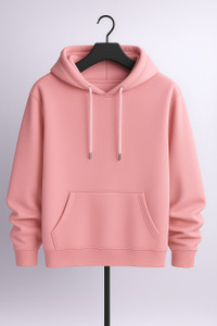 ashkart men solid hooded neck pink sweater