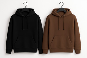 ashkart solid hooded neck casual men black brown sweater