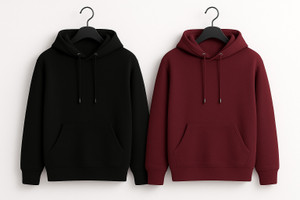 ashkart solid hooded neck casual men black maroon sweater