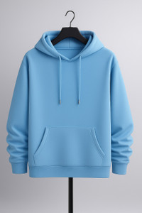 ashkart solid hooded neck casual men blue sweater