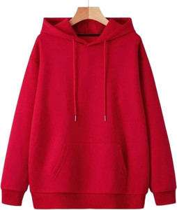 ashkart solid hooded neck casual men red sweater