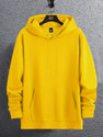 Ashkart Solid Hooded Neck Casual Men Yellow Sweater