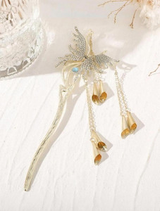 ashkash 1pcs butterfly hair stick metal tassel chopsticks hair clips styling accessories bun stick gold
